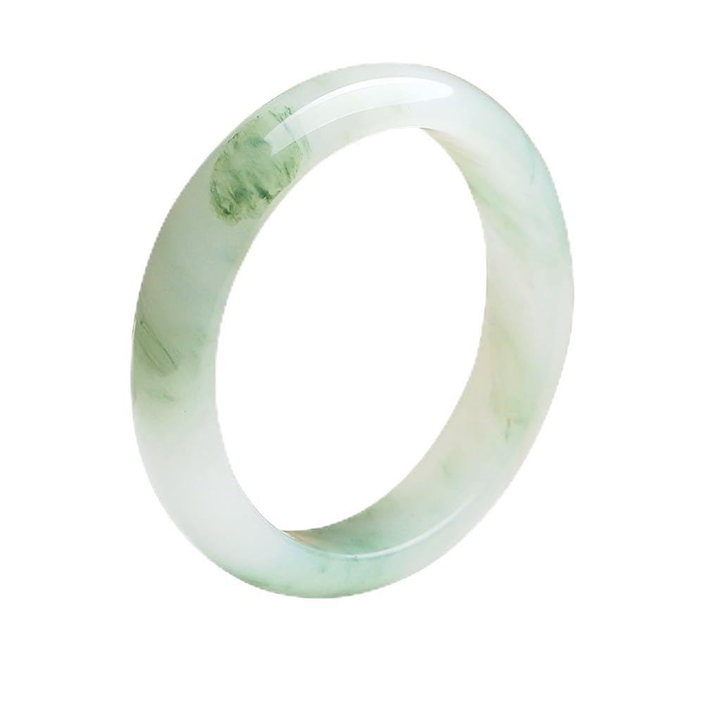 URED Natural Jade Bangle Bracelet For Women Genuine Green Jade Bracelet Good Luck Wealth Feng Shui Bracelet For Woman Yoga Meditation Mother Birthday Gift(TScui1, 62-63mm)