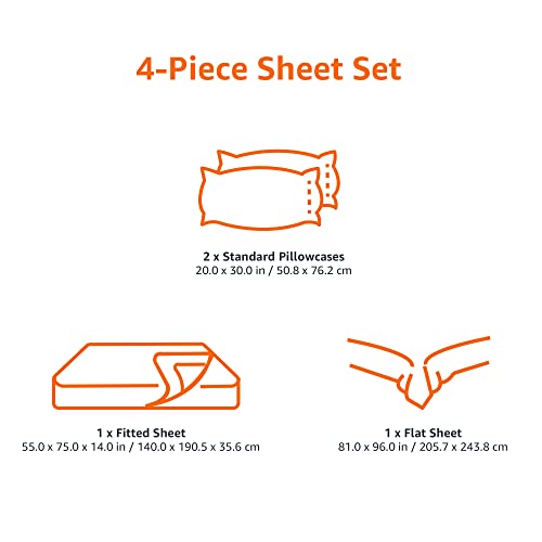 Amazon Basics Lightweight Super Soft, Wrinkle-Free, Breathable Luxury Microfiber 4 Piece Bed Sheet Set with 14-Inch Deep Pockets, Full, Dark Gray, Solid