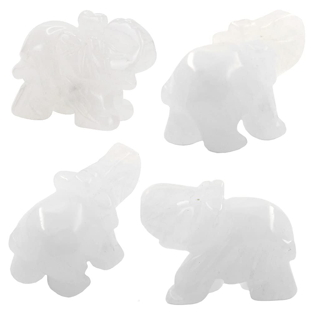 Ouubuuy Clear Crystal Elephant Pocket Guardian Figurine Elephant Statue 1.5 inch for Healing Reiki Spiritual Gift Cute Meditation Office Room Desk Decor