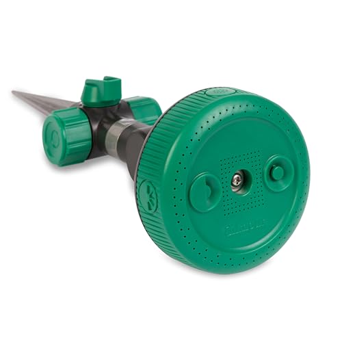 Gilmour Adjustable Spot Sprinkler with Spike Base, Pivoting Multi Pattern Sprinkler Head for Targeted Coverage in Flower Beds and Vegetable Gardens