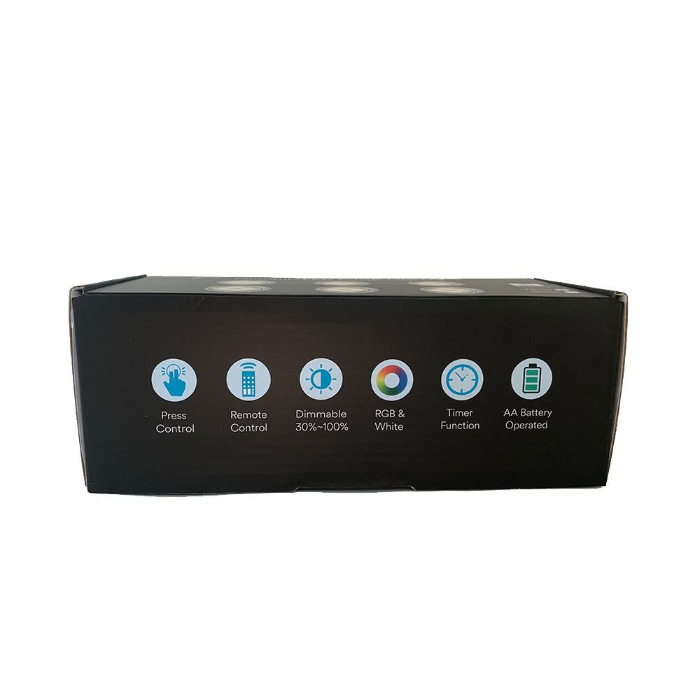 LED Puck Lights with Remote Battery Operated Under Cabinet Lighting Wireless Stick on Lights Color Changing Timer Tap Lights for Cabinets Shelves Closets Display Case - 6Pack Black