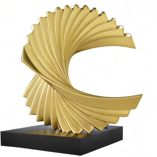 Paytonture Gold Ocean Wave Statue, Modern Abstract Art, Resin Statue, Office Desk & Shelf Decor Accent for Men