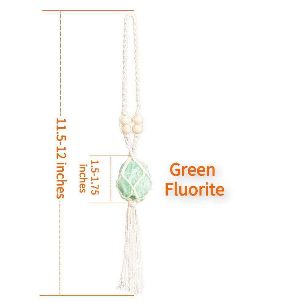 VNVETYTO Natural Green Fluorite Meditation Healing Crystals Feng Shui Hanging Ornament for Car, Window, Home Decor