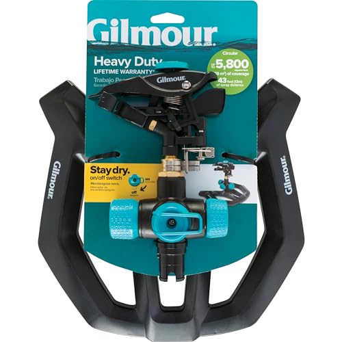 Gilmour Heavy Duty Circular Water Sprinkler, Rotating Sprinkler Head with Adjustable Spray Pattern, Lawn Sprinkler for Large Area Coverage