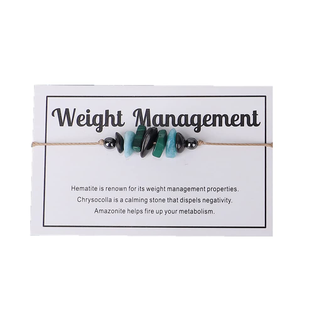 tenghong2021 Chakra Crystal Beaded Bracelet with Wish Card Adjustable Spiritual Anxiety Stone Beads Braide String Bracelet Yoga Meditation for Women Men Jewelry Birthday Gifts-Weight Management