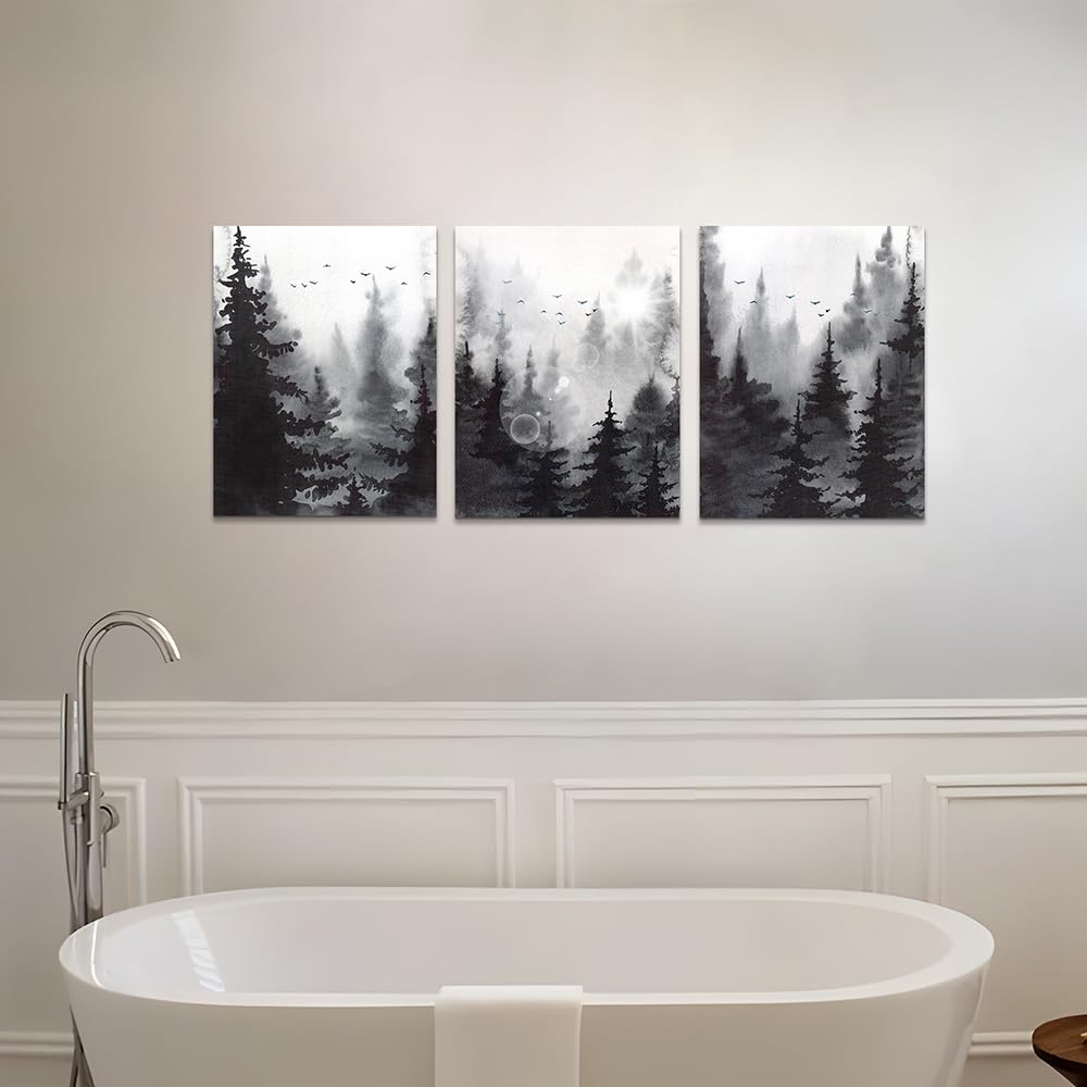 DZRWUBHS Wall Art for Living Room Black and White Wall Decor For Bedroom Bathroom Family Decoration Hang Pictures Kitchen Office Abstract Wall Painting Modern Framed Canvas Wall Art Prints 12x16 in