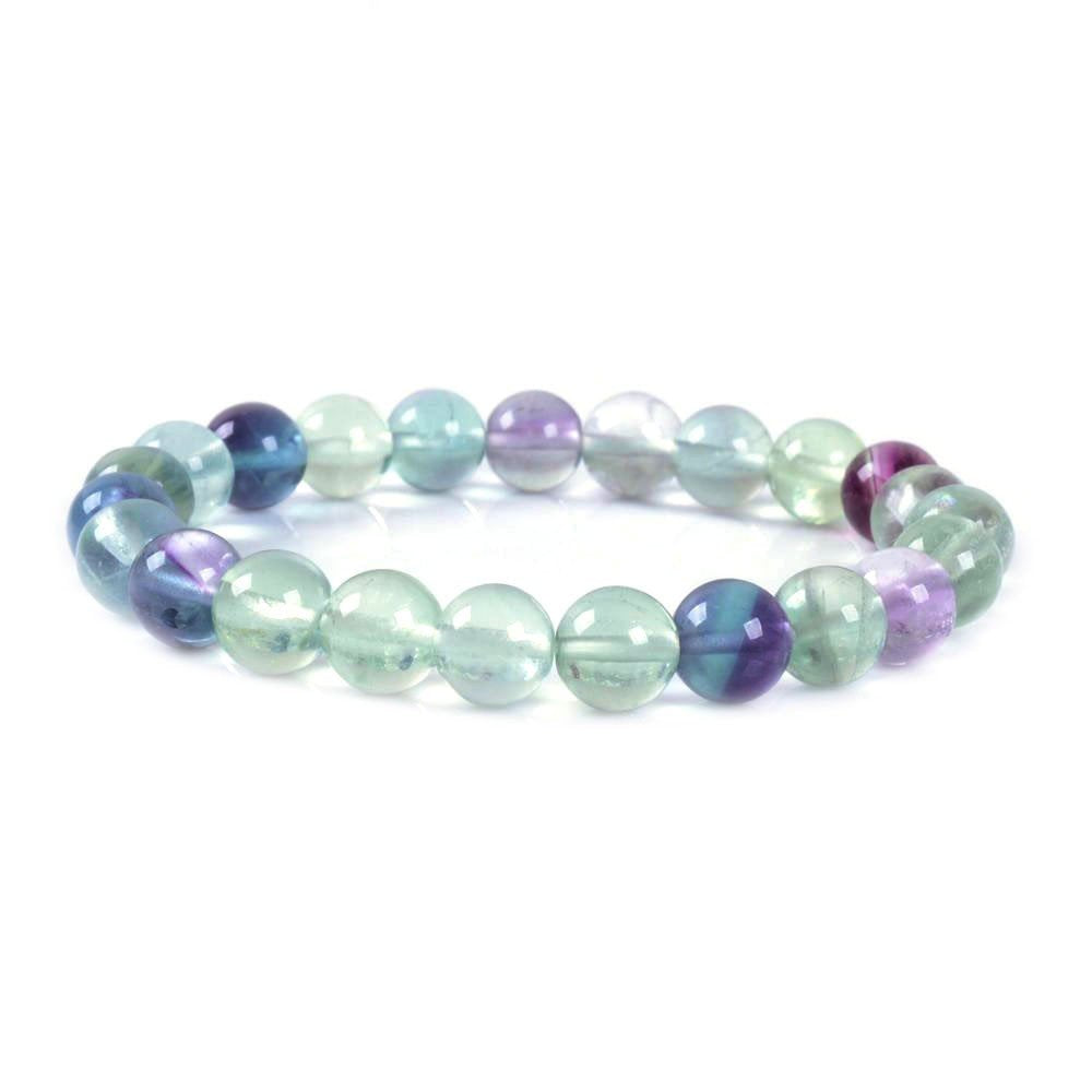 Justinstones Natural A Grade Clear Fluorite Gemstone 8mm Round Beads Stretch Bracelet 7 Inch Unisex