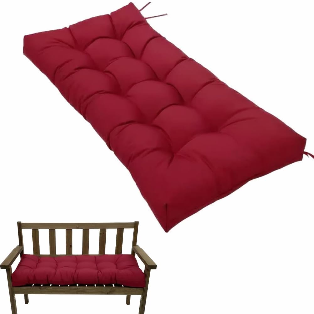 psmacra Bench Cushions for Indoor Furniture,Tufted Patio Bench Seat Cushion, Swing Seat Cushion,Garden Loveseat Cushions,Outdoor Cushions for Lounger Garden Furniture Patio (Wine Red, 43.3x19.7)