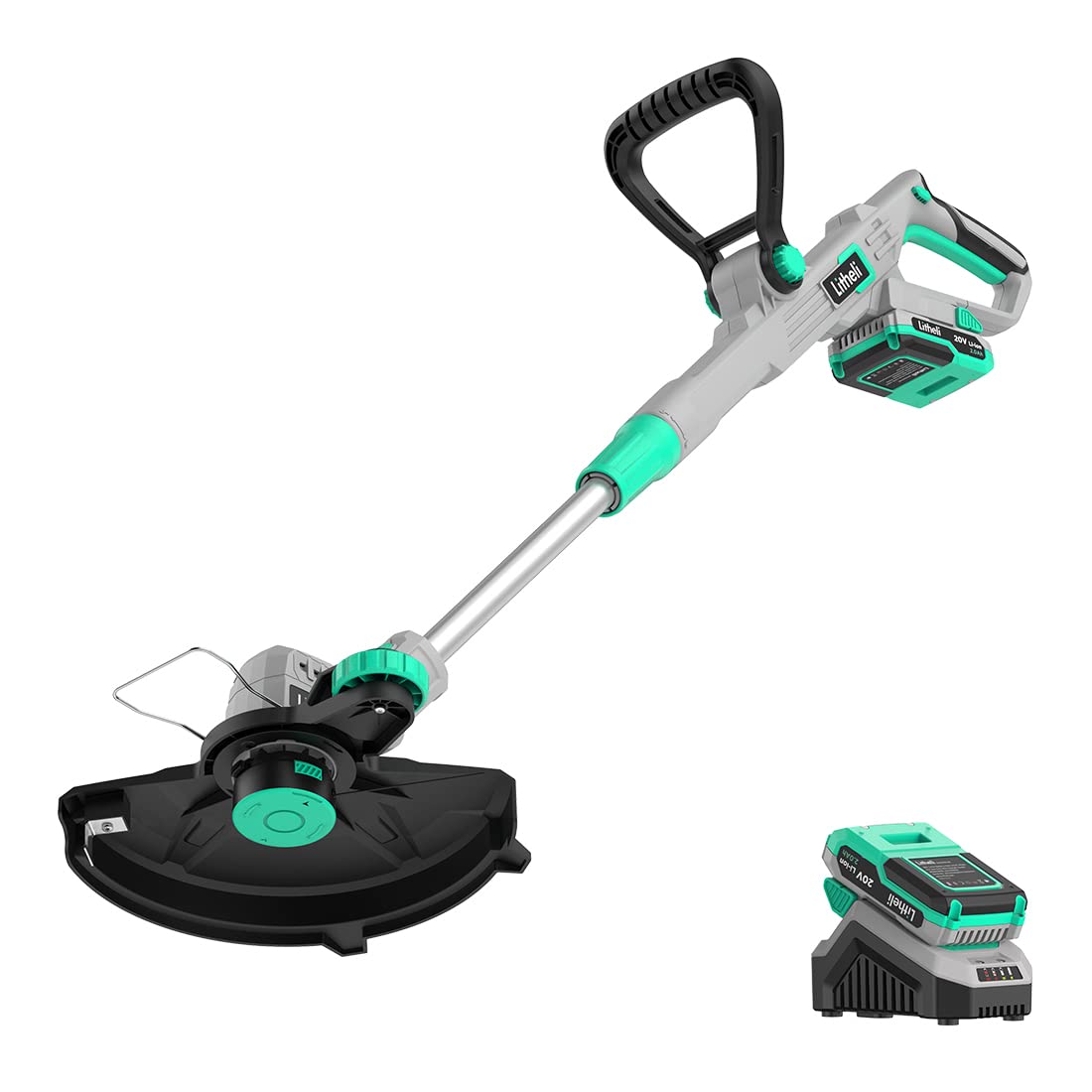 Litheli 20V Cordless String Trimmer and Edger, 12" Electric Weed Wacker with Auto Line Feed, Includes 2.0Ah Battery and Charger.
