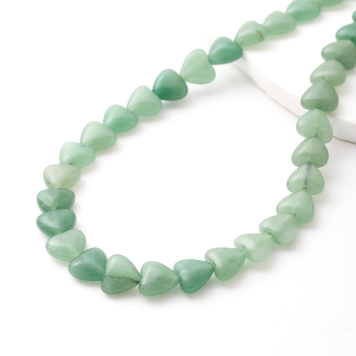 Natural Heart Shaped Green Aventurine Stone Beads 10mm Loose Crystal Healing Beads for DIY Necklace Bracelet Making Gemstone Craft Supplies