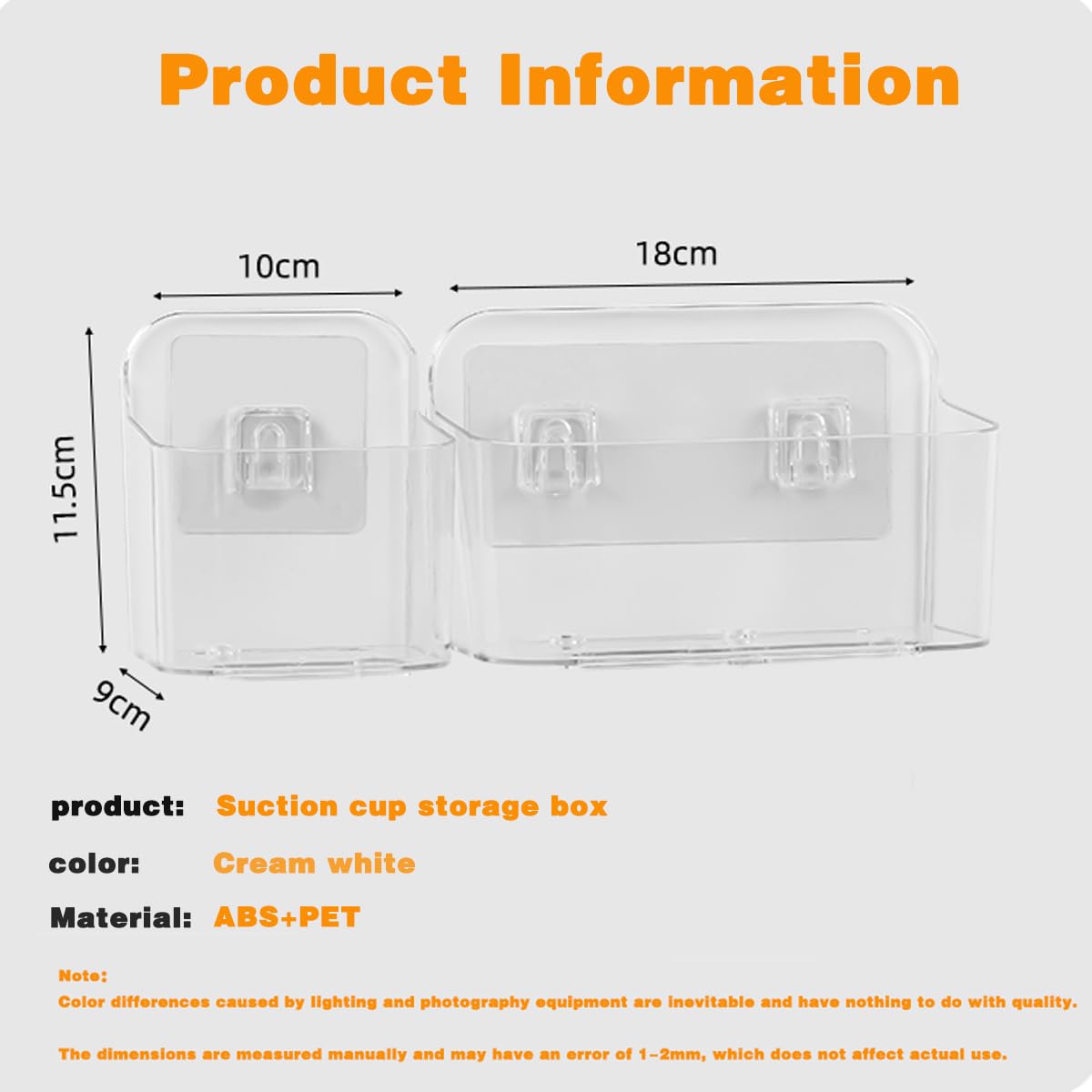 Adhesive Wall Mount Organizer Box,Acrylic Shelves for Wall,No Drilling Hang Walls,with Self Adhesive Tape,Automatic Draining for Bathroom, Kitchen, Living Room - Clear (Small)