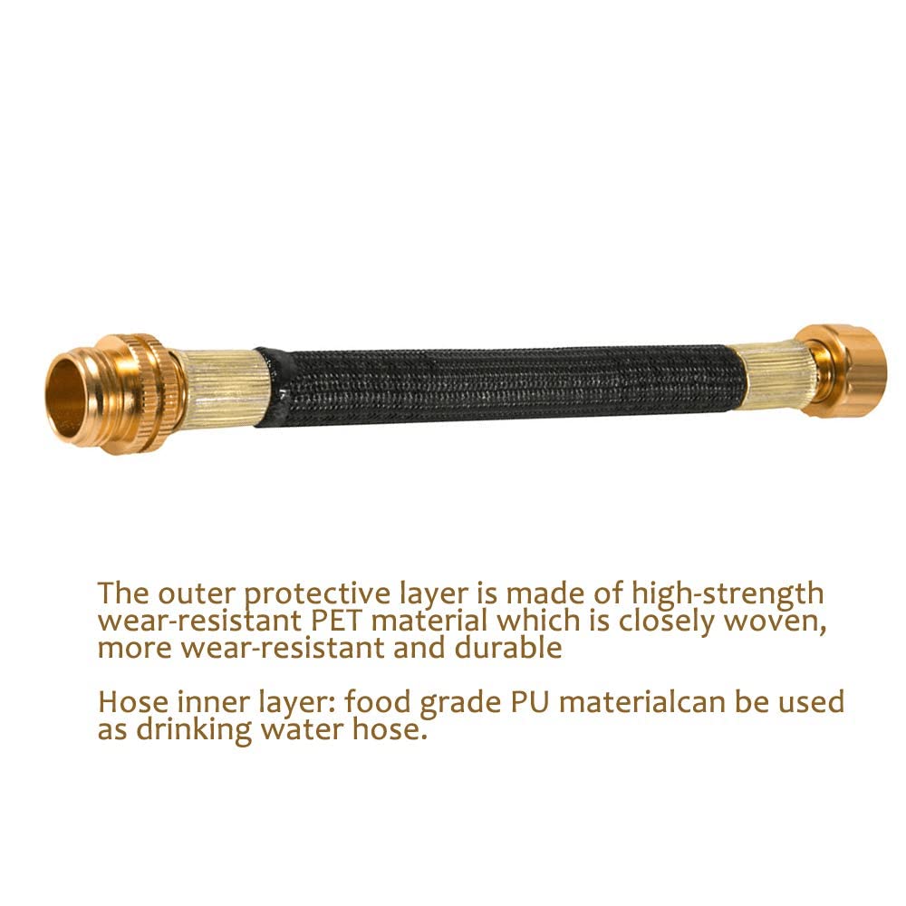 persevere 0.8ft Garden Hose Extension Flexible Water Hose Adapter Short Connector Hose with Integrated Spiral Tube for Hose Reel/RV/Dehumidifier