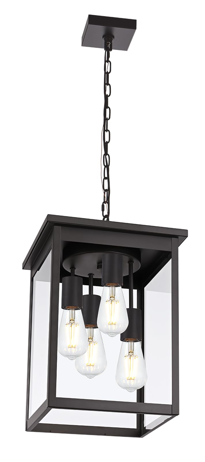 TULUCE 4-Light Large Outdoor Pendant Light Fixtures Oil Rubbed Bronze, Adjustable Height Outdoor Ceiling Light, Exterior Hanging Light Fixture for Patio Yard Front, E26 Base Hanging Porch Light