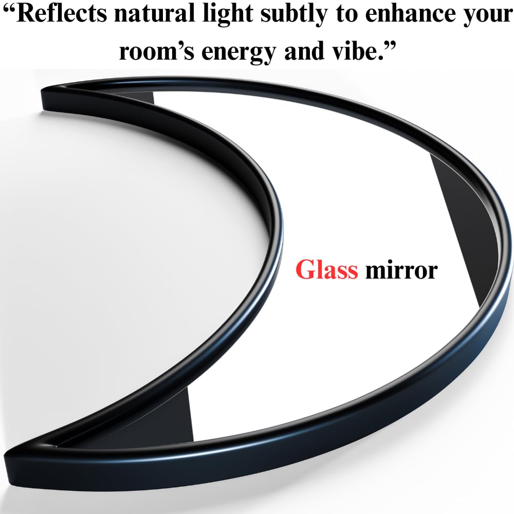 Black Magic Witch Moon Mirror – Announcing Love Gothic and Boho Home Wall Decor - Glass Moon Phase Mirror Set with Crystal Clear Reflection - Moon Mirror Wall Decor for Living Room Bedroom Nursery