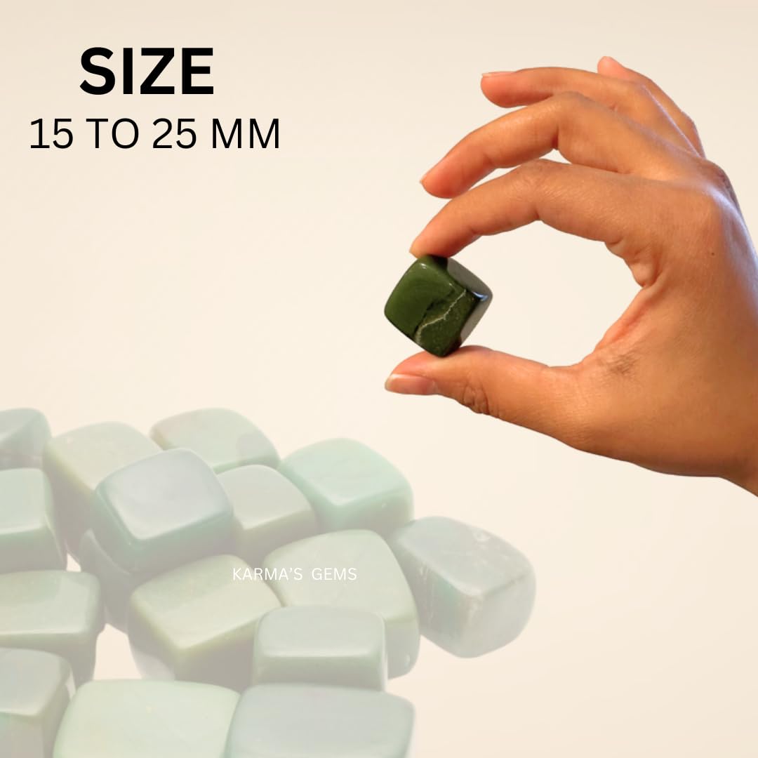 Karma Gems Green Jade Tumbled Stones Natural Crystal Kit for Reiki Healing Crystal Polished, Tumble Stones, Chakra Balancing, Reiki Gift, Home Decor (15-25 MM)