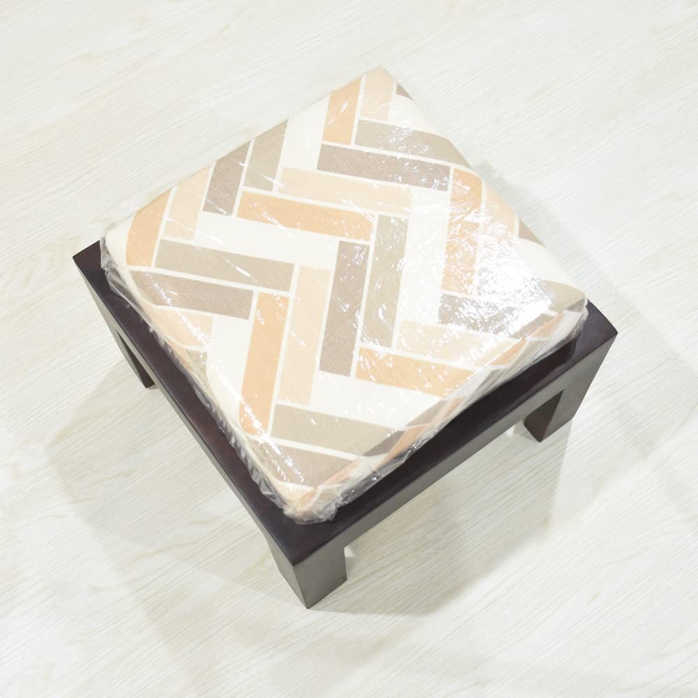 BBH Home's Handmade Light Walnut Rectangular Shaped Mango Wood Stool 14x14x9 Inch AMBBRSST0007