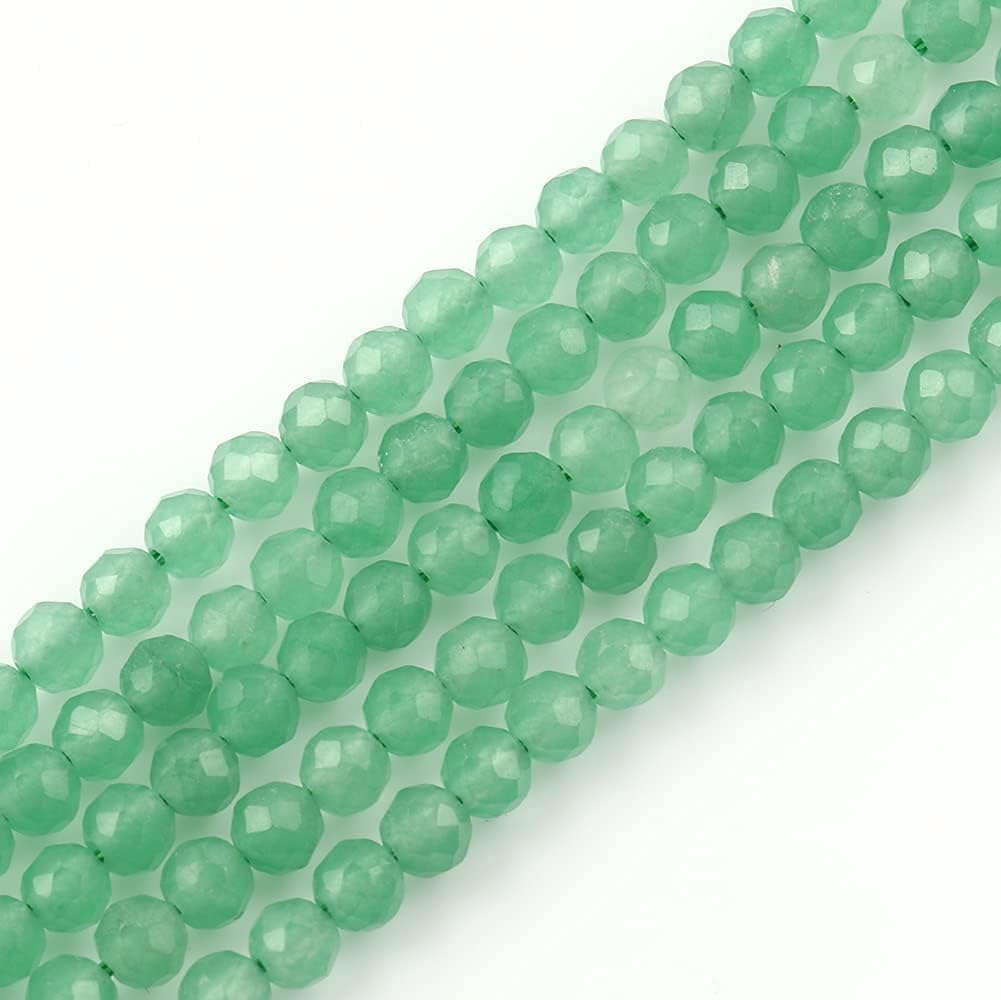 Song Xi 120pcs 3mm Natural Green Aventurine Gemstone Beads Faceted Round Loose Stone Beads for Jewelry Making (1 Strand)
