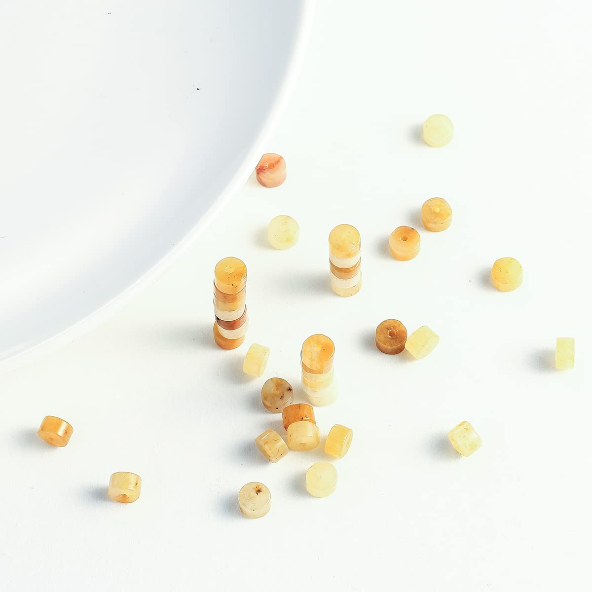 Natural Yellow Jade Stone Spacer Beads 6x3mm 38cm/str Flat Round Loose Semi Gemstone Caps for Making Bracelets Necklace