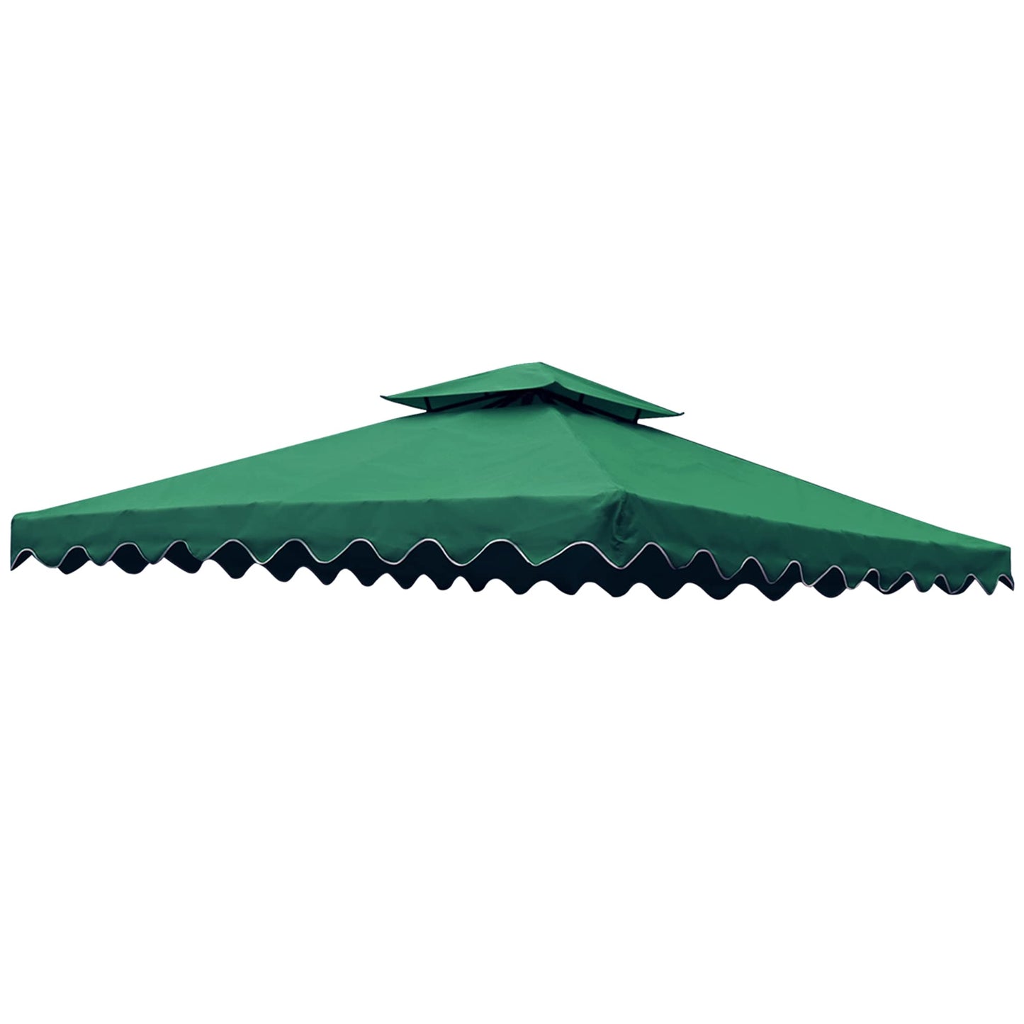 AQINGR Gazebo Canopy Top Replacement Cover 118"x118",for Smaller 10'x10' Dual-Tier, Water, Dirt, and UV Resistant Canopy Replacement Cover, 2 Tier Design with Scalloped Edge(Green Scalloped Edges)