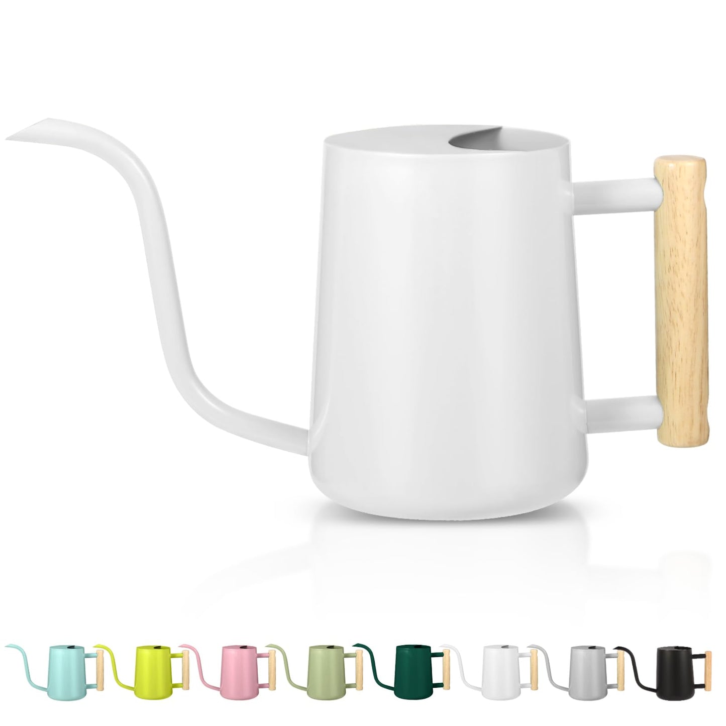 Watering Can Indoor Plants, 35oz Small Stainless Steel Metal Watering Can Modern Decorative Watering Pot with Long Spout for Indoor House Plant Bonsai Outdoor Garden Flowers -White