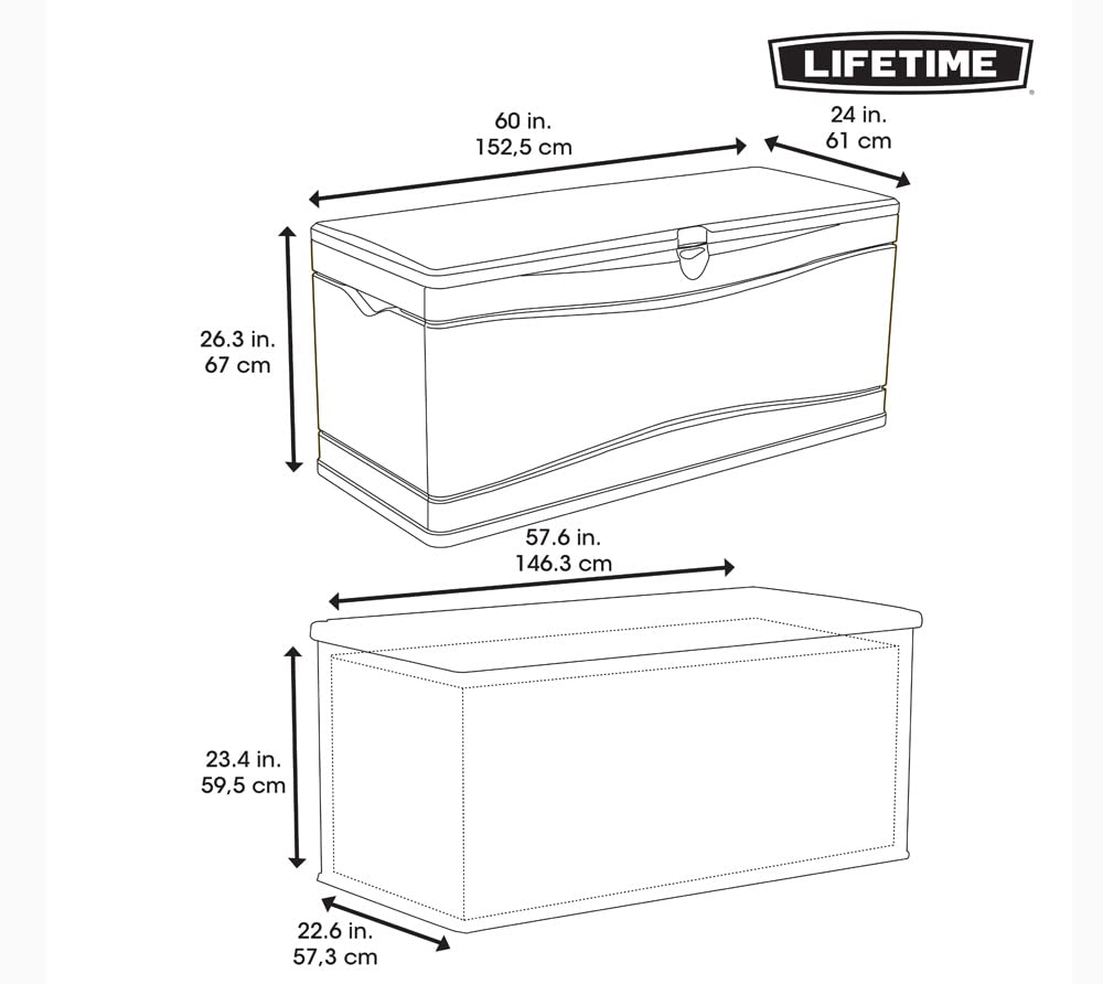 LIFETIME 60012 Extra Large Deck Box, 130 Gallon, Desert Sand/Brown