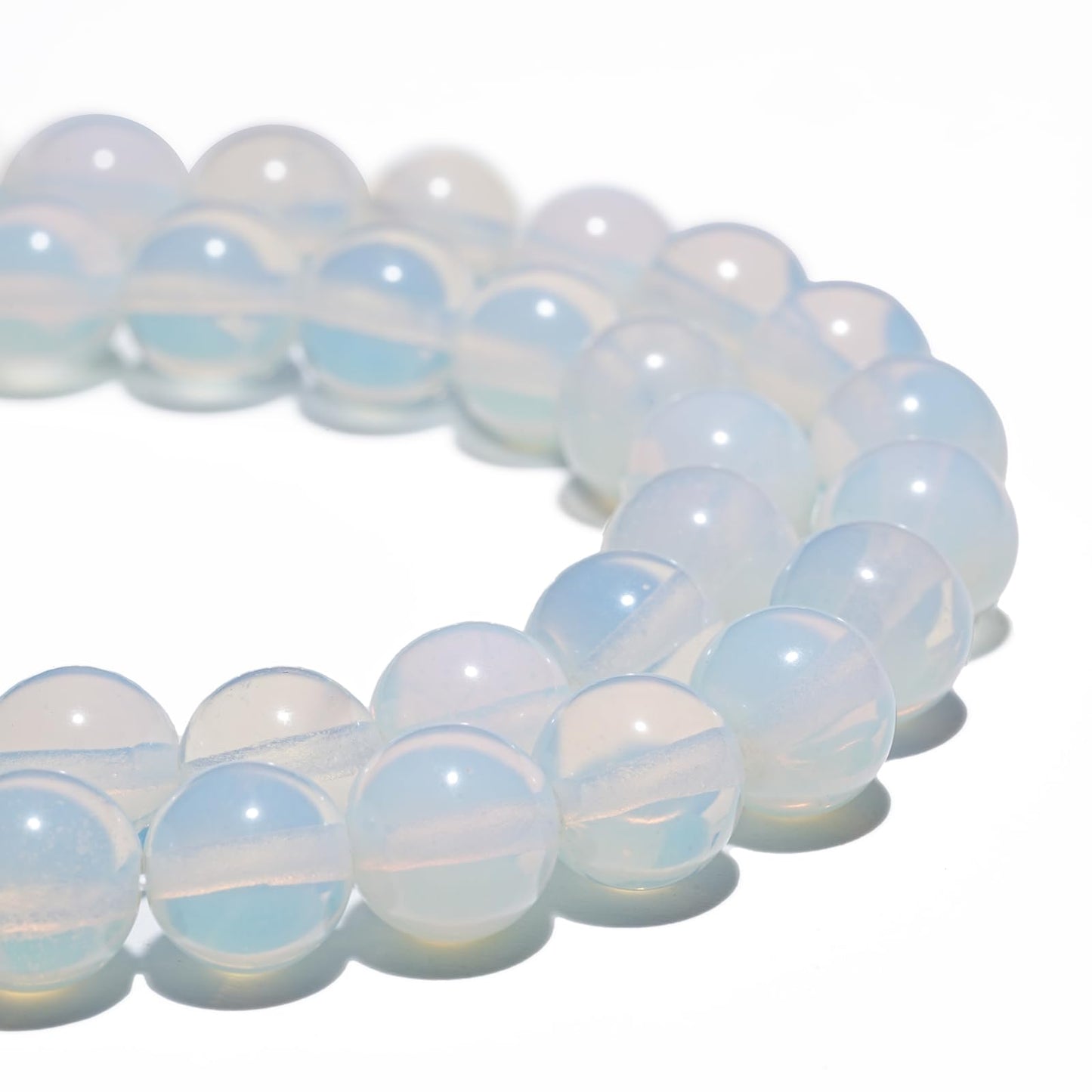 8mm Natural White Opal Gemstone Beads Polished Round Smooth Stone Beads for Bracelets Jewelry Making 15inch Loose Beads
