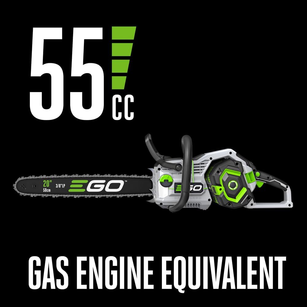 EGO POWER+ Chain Saw, 20” Battery Powered Chainsaw, Electric Cordless, Includes 56V 6.0Ah Battery and Charger – CS2005