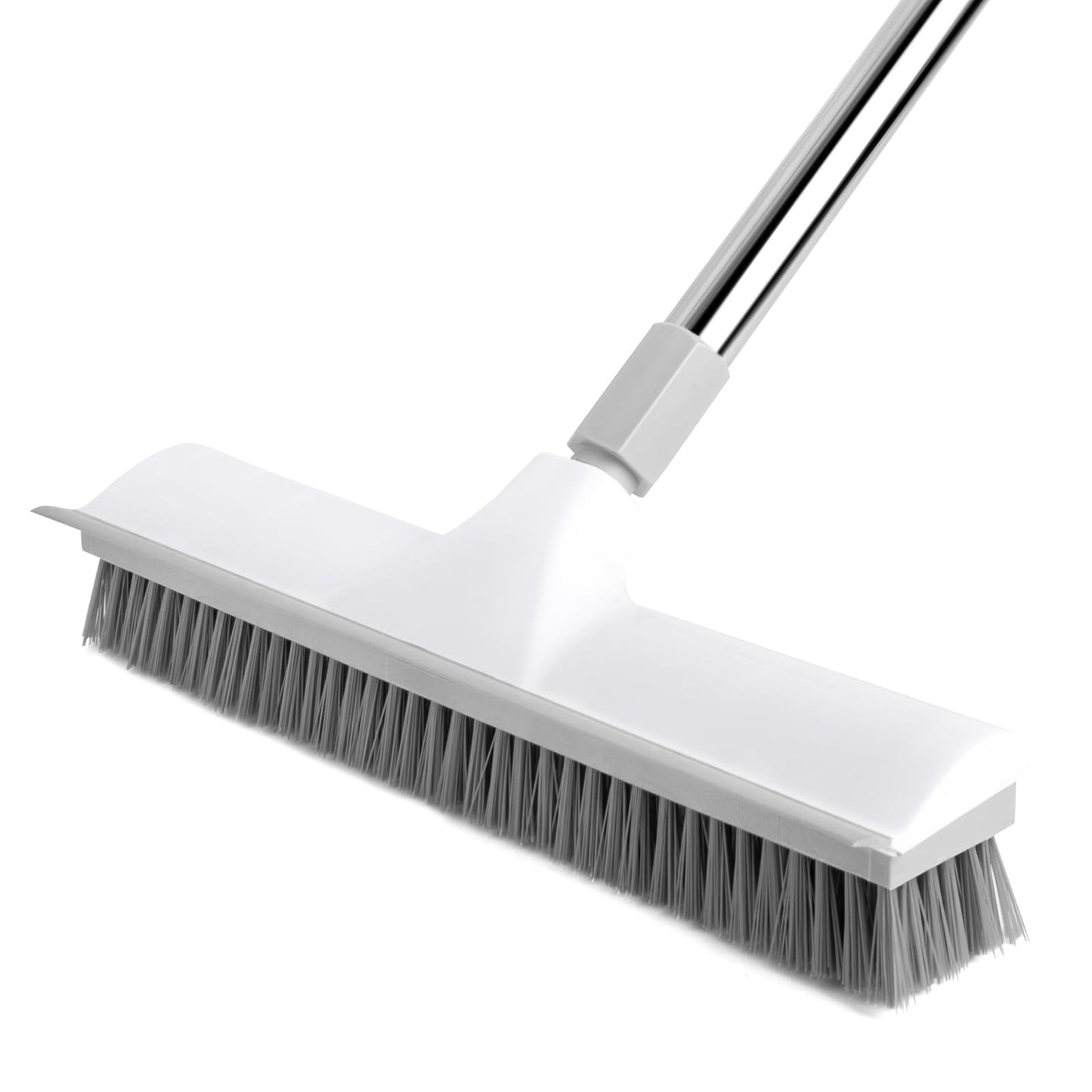 XXFLOWER Floor Brush, 2-in-1 Scraping Brush,with 59.8" Long-Handled Adjustable Floor Brush, Suitable for Cleaning Kitchen, Bedroom, Shower Room, Floor, Tile Patios, Outdoor Patio, Terrace (White)