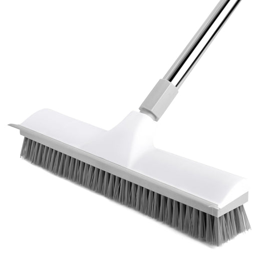 XXFLOWER Floor Brush, 2-in-1 Scraping Brush,with 59.8" Long-Handled Adjustable Floor Brush, Suitable for Cleaning Kitchen, Bedroom, Shower Room, Floor, Tile Patios, Outdoor Patio, Terrace (White)