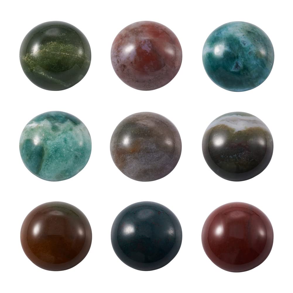 Fashewelry 50Pcs Natural Indian Agate Cabochons Colorful Stone Half Round Beads 12mm Flat Back Gemstone Chakra Healing Crystal Dome Cover Cabs for Jewelry Making