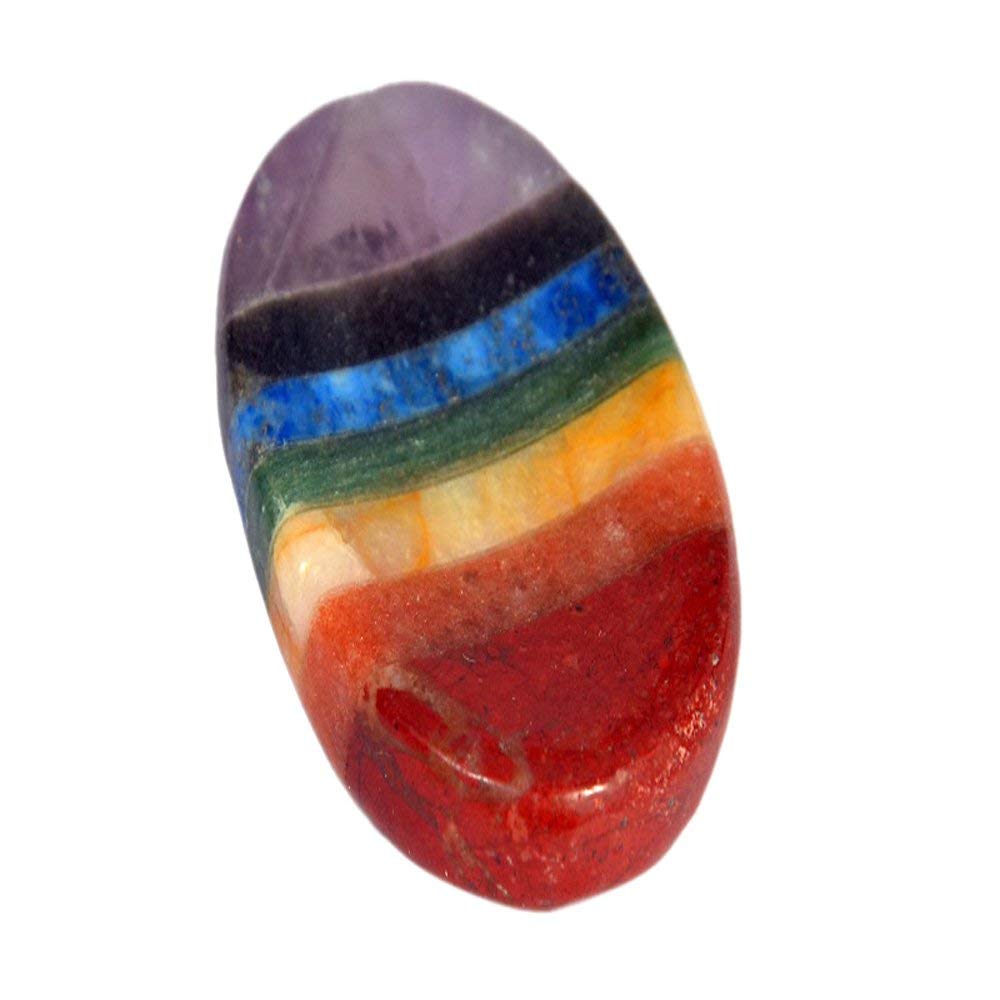 Wholesalegemshop 7 Chakra Thumb Worry Stones Metaphysical Gemstone Crystal Healing Reiki Men Women Gift FENG Shui Positive Energy Love Wellness Palm Stones Wicca Powerful