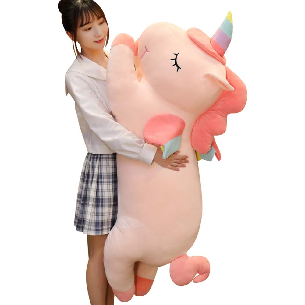 hitoshe Unicorn Plush Hugging Pillow, Big Unicorn Stuffed Animal Body Pillow Toy Gifts for Kids, Valentine, Christmas (Pink, 51.1 in)