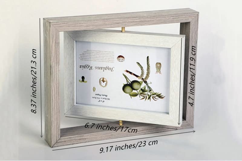 JOSON Rotating Photo Frame, Antique Rotating DIY Desktop Floating Photo Frame (4x6) (grey)