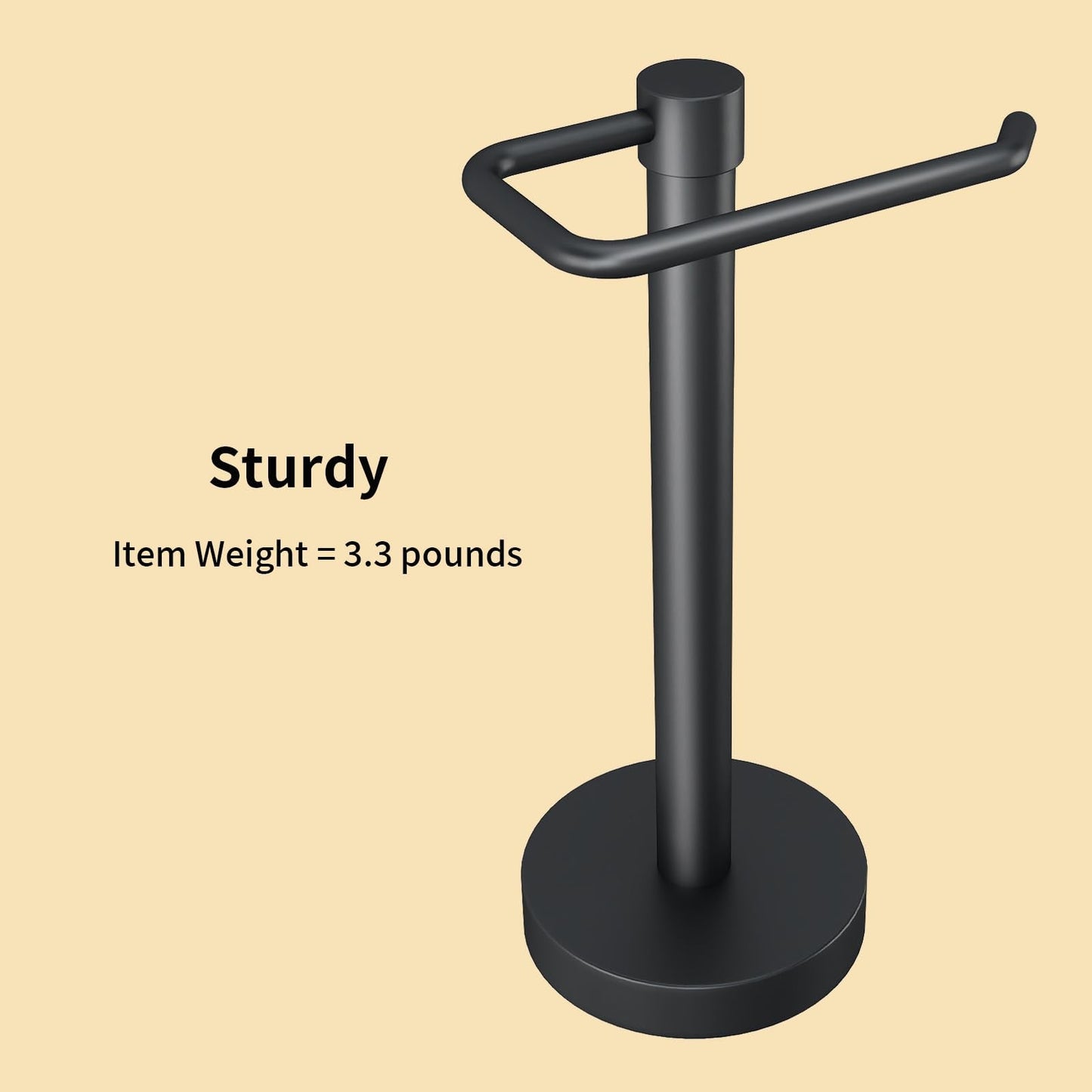 YUMORE Hand Towel Holder Stand Countertop Towel Rack Free Standing Towel Bar Hanger for Bathroom Kitchen Pro Max Matte Black