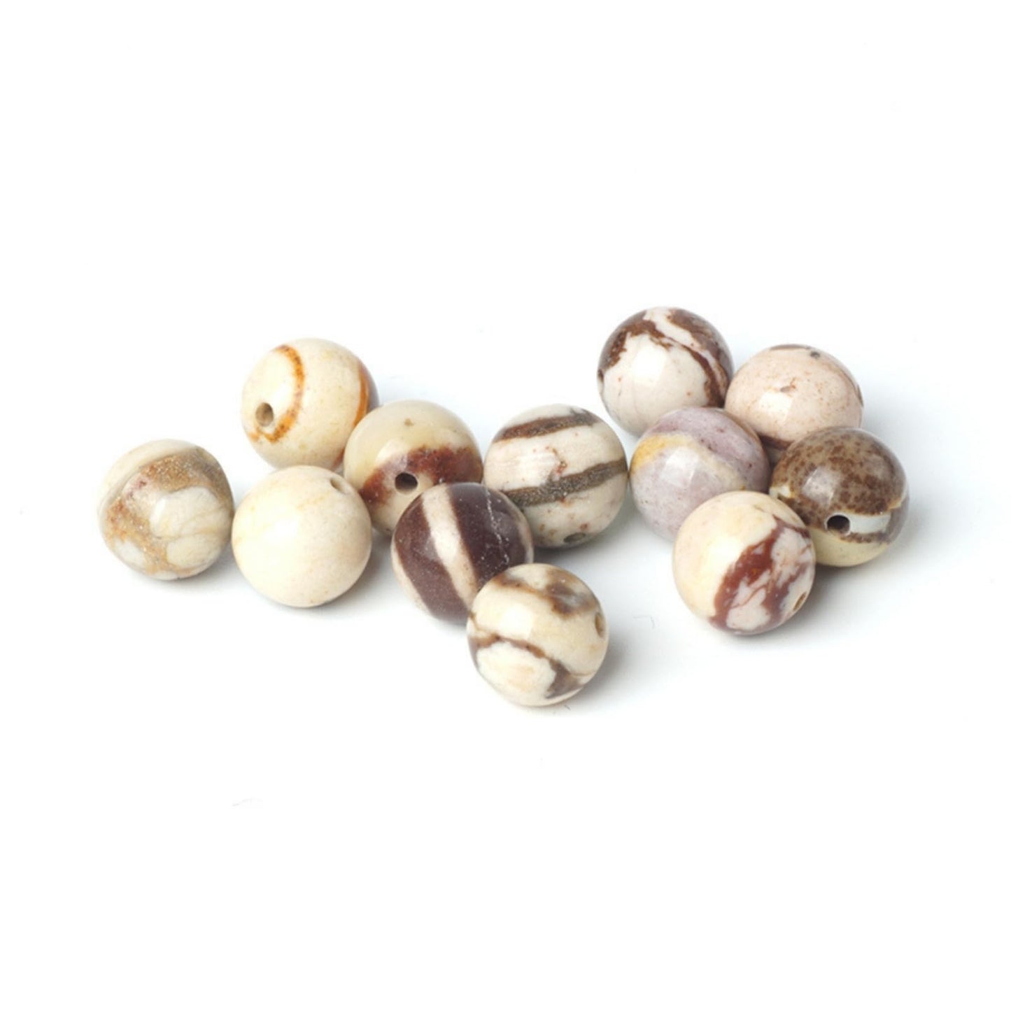 100Pcs Natural Stone 6mm Australia Zebra Round Loose Gemstone Energy Healing Beads Hole Size 1mm DIY Smooth Beads for Bracelet Necklace Earrings Jewelry Making