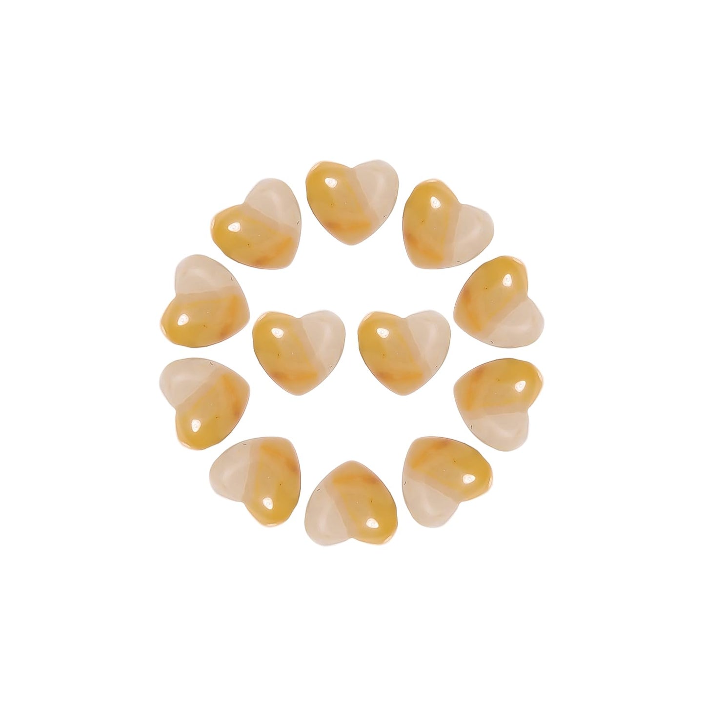 Yochus 5pcs Yellow Jade Natural Heart Stone Beads，12mm Healing Energy Gemstone for Jewelry Making Earring Necklace DIY