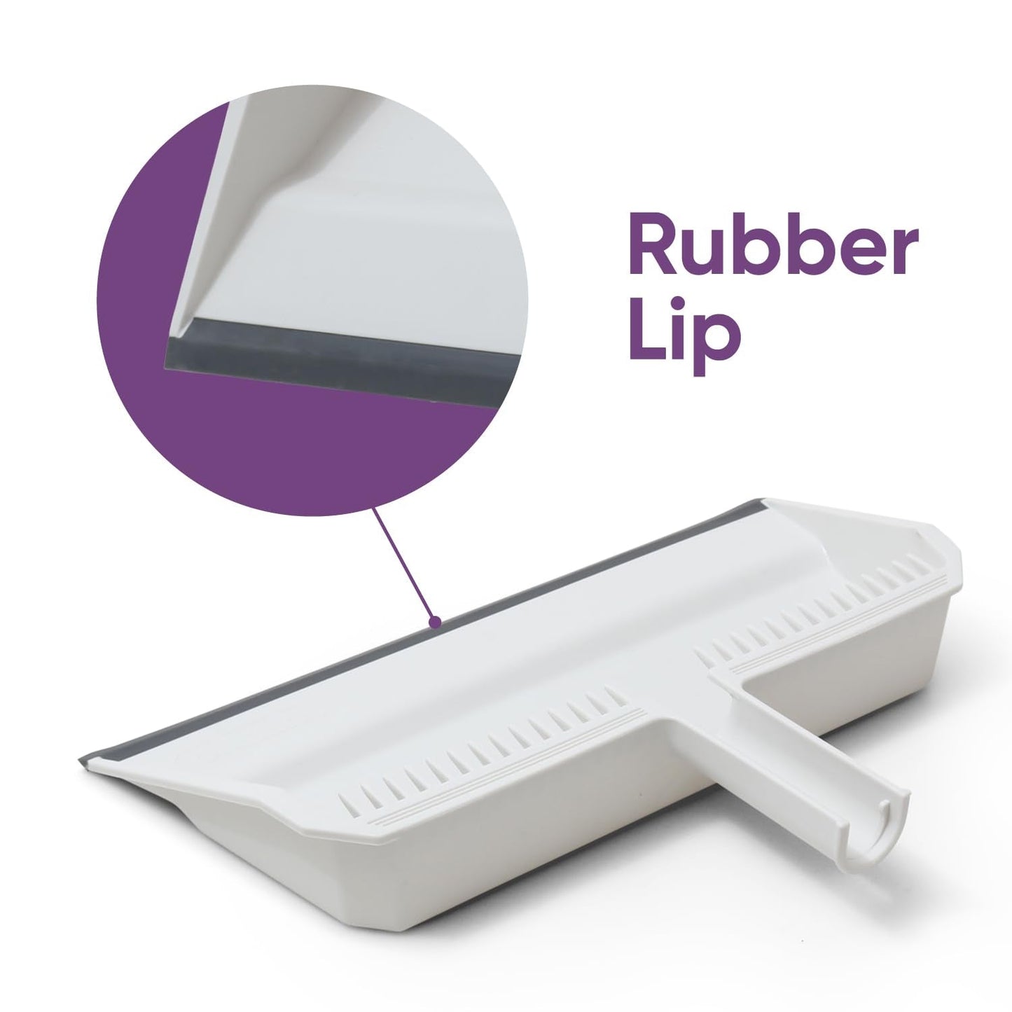 Superio Wide Plastic Dustpan with Comb - 16" Wide, Rubber Lip, Broom Handle Clip, White