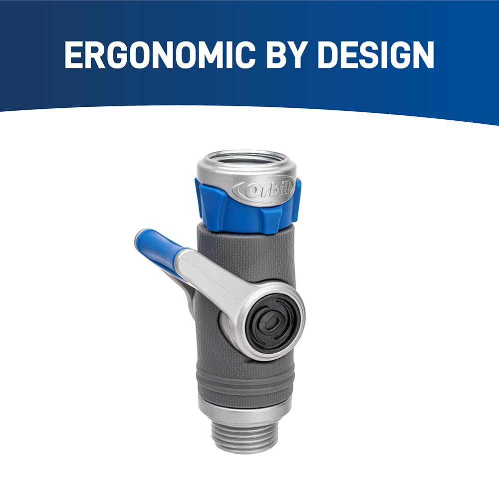 Orbit Heavy-Duty Shut-Off Hose Connector – Zinc Core, Easy-Grip Lever, High-Flow Control 28296