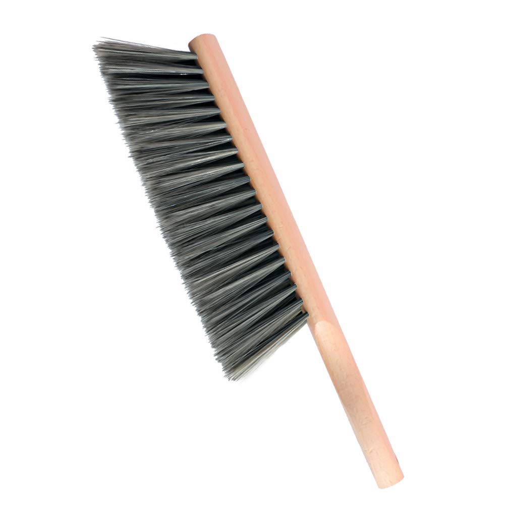 Soft Bristle Hand Brush Wooden Handle for Shop Bench Upholstery Sofa Furniture, Non-Scratch 14 Inch Long (Gray)