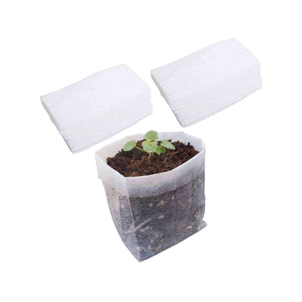 Belit Nursery Growing Bags, 100 Pcs Fabric Seedling Pots Non-Woven Pouch for Gardening Seed Plant Bag, Potato, Flower, Tomato Plant Starts (5.7" x 5.7 ")