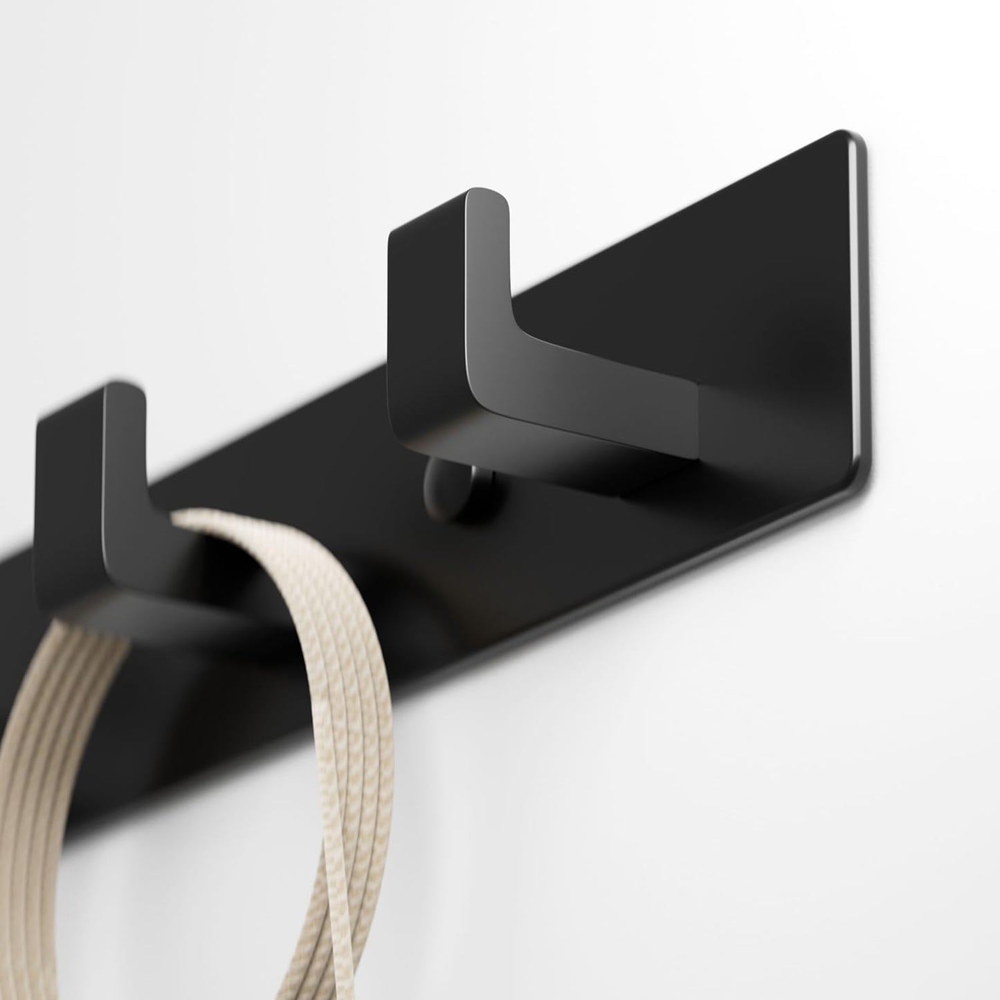 GWAAZXGZ Black Coat Rack Wall Mount - 12.5 inch Modern Metal Hook Rail with 4 Right-Angle Hooks, Drill-Mounted Organizer for Coats, Hats, Bags in Entryway, Bathroom, Bedroom (1 Pack)