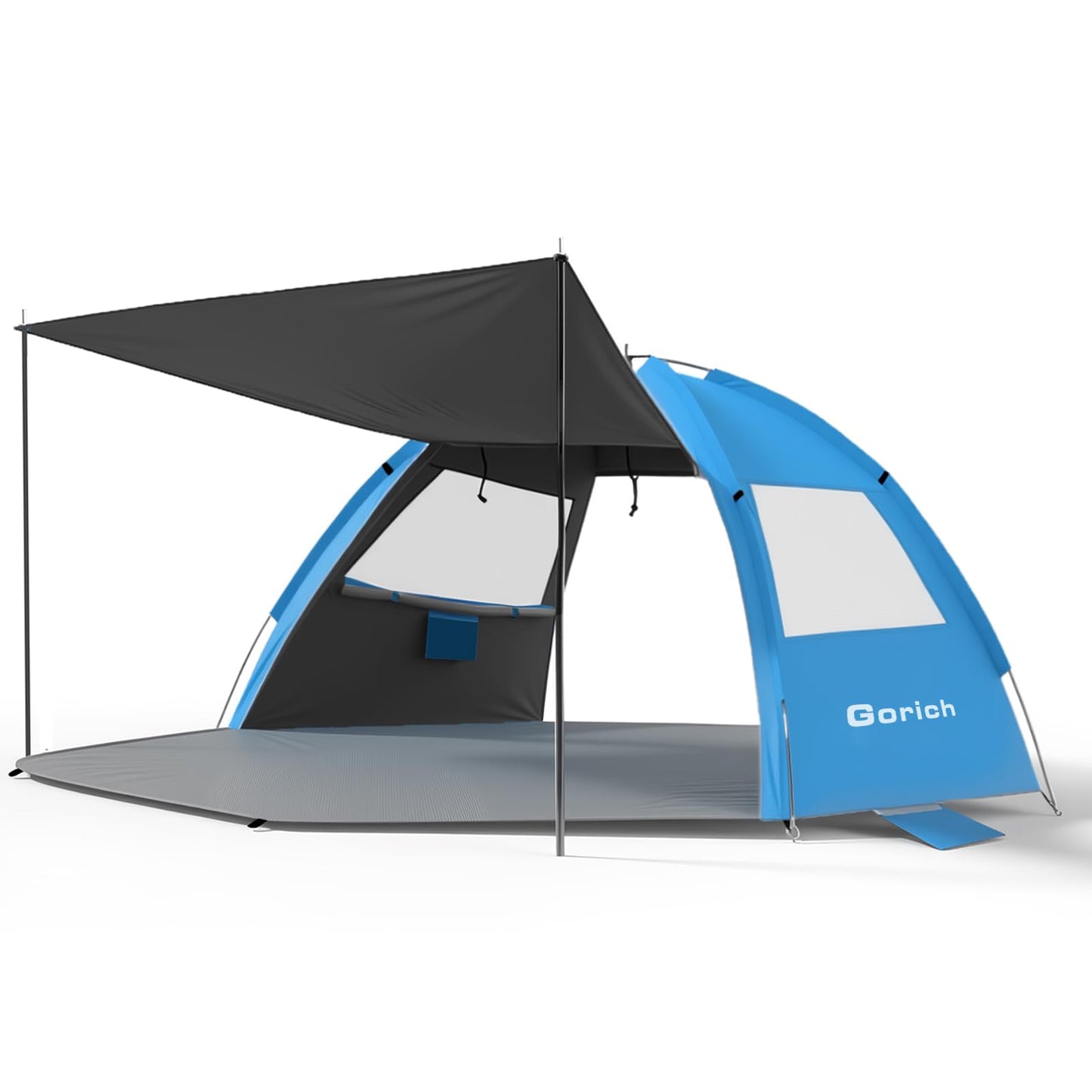 Gorich Beach Tent Sun Shelter with Canopy, Easy Setup UPF50+ UV Protection Sun Shade for 3-4/5-6/7-8 Person, Lightweight & Compact Beach Umbrella for Family Travel