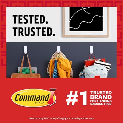 Command 10 lb Matte Black Curtain Rod Hooks, 2 Hooks and 4 Strips, No Drilling Home Decor and Room Decor, Use with Rod Diameters 0.5-0.75"