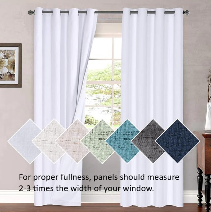 H.VERSAILTEX 2 Panels White Valance for Windows, Natural Blackout Curtains Valances for Small Windows/Living Room/Bedroom/Bathroom Rod Pocket 52" W x 18" L, Pure White，2 Packs