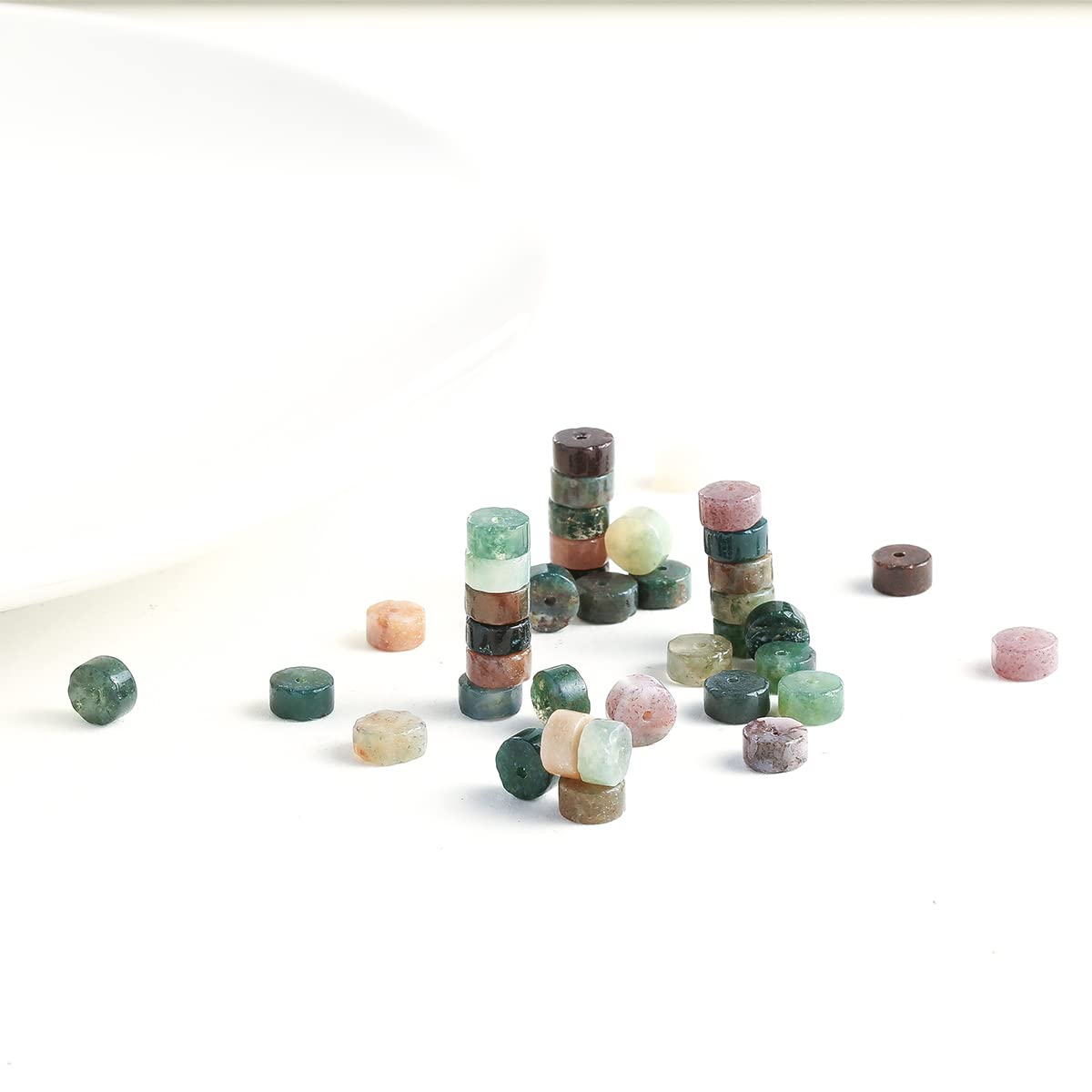 Natural Indian Agate Stone Spacer Beads 6x3mm 38cm/str Flat Round Loose Semi Gemstone Caps for Making Bracelets Necklace