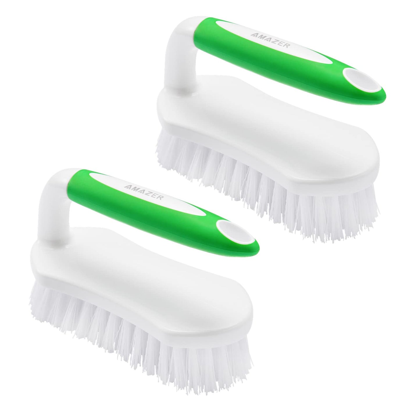 Amazer Dish Brush with Handle, 2 Pack Kitchen Scrub Brushes for Cleaning, Grip Shower Scrubber Flexible Stiff Bristles with Handle