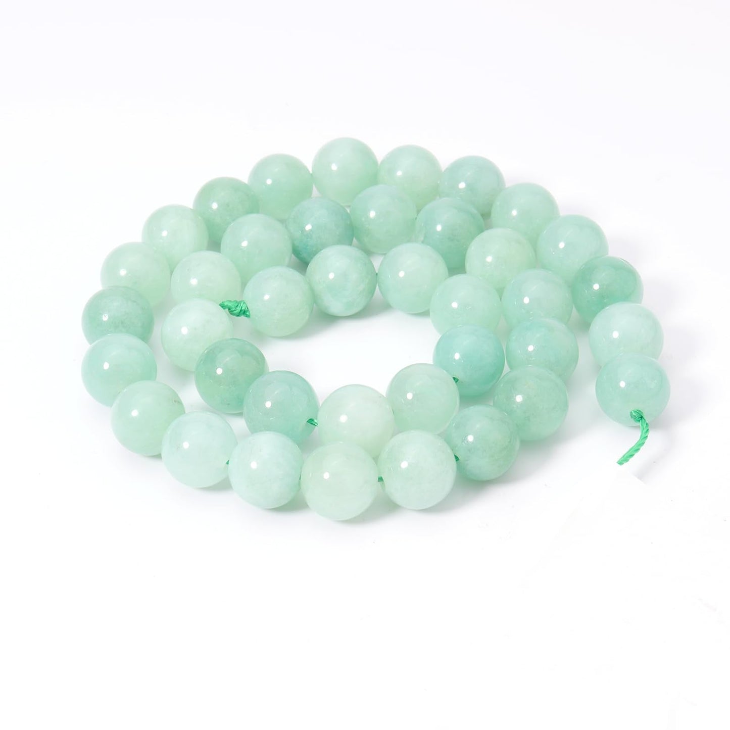 Siomia 45pcs 8mm Natural Green Burmese Jade Gemstone Beads Energy Healing Crystal Round Loose Stone Beads for Jewelry Making, DIY Bracelets Necklaces