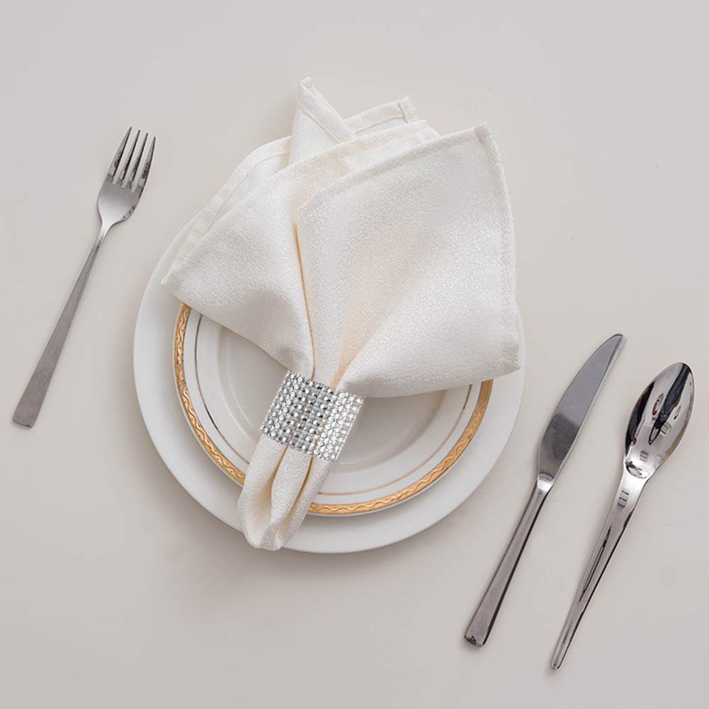 Accmor 100pcs Napkin Rings, Silver Napkin Rings Buckles for Table Decorations, Wedding, Dinner, Party, DIY Decoration