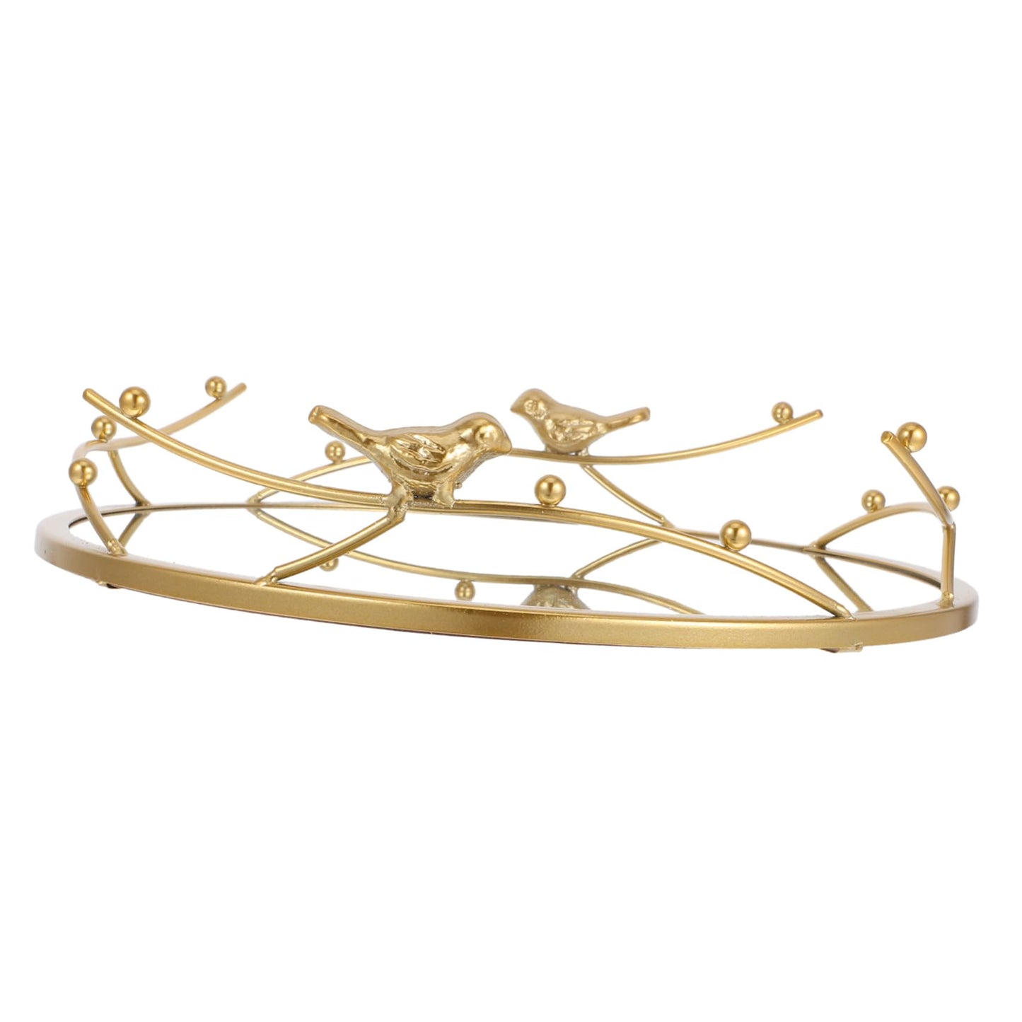 Luxshiny Elegant Round Gold Mirror Tray for Jewelry Perfume and Cosmetics Storage Home Decor