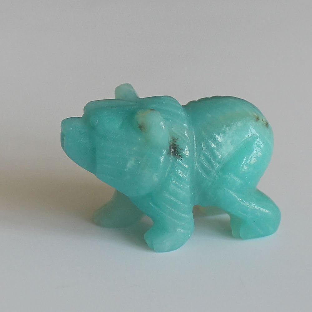 HLbshi Hand Carved Mixed Gemstone Crystal Bear Figurine Animal Carving Statue Home Decor 1.5'' (Amazonite)